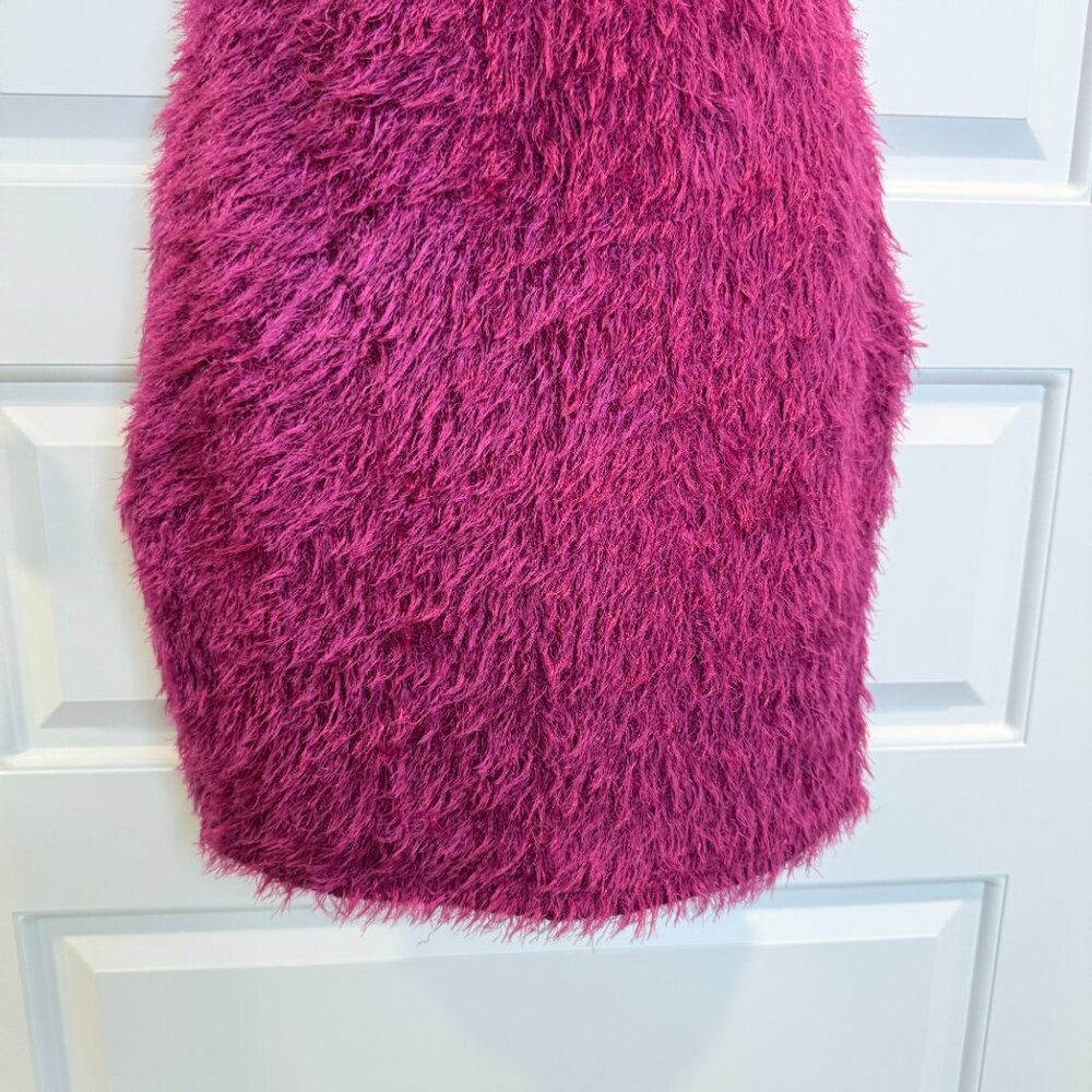 CEFIAN Fuchsia Fuzzy Eyelash Knit Bodycon Mini Dress Size L - Picture 4 of 15